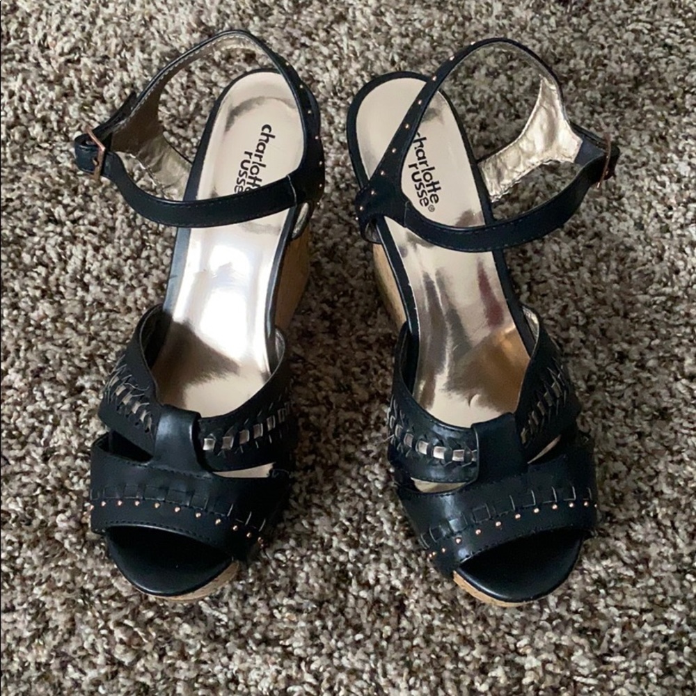 Black embellished Wedge Sandals